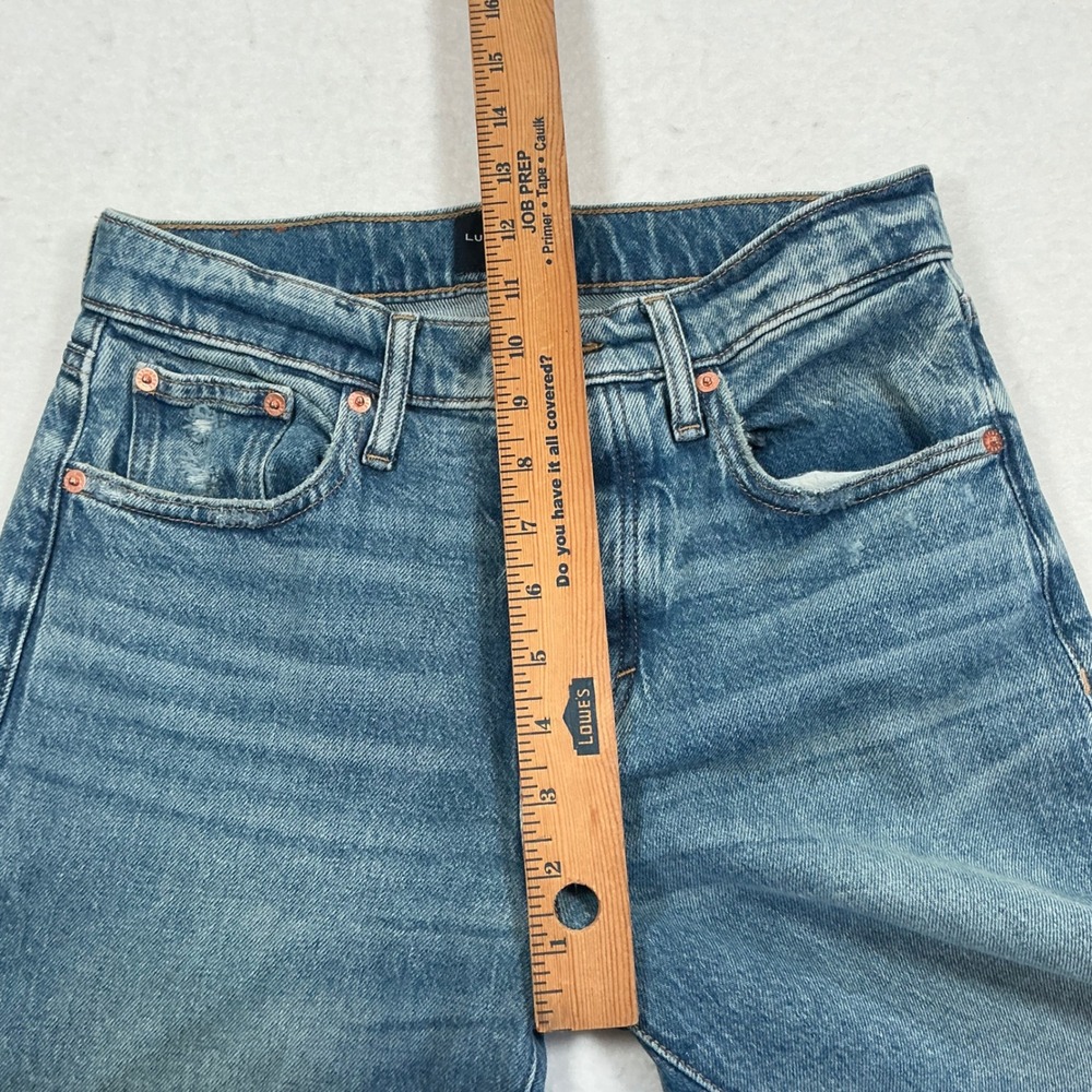Lucky Brand High Rise Straight Leg Jeans Blue Button Fly Released Hem 0/25 - Picture 5 of 9